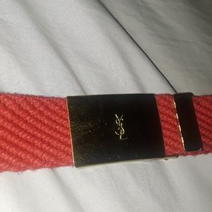 Saint Laurent Solid Brass Red Belt
